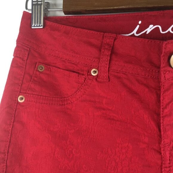 Inc Denim Petite Glamorous Red Skinny Leg Regular Fit Jeans Size 2P. NWT - Picture 3 of 13